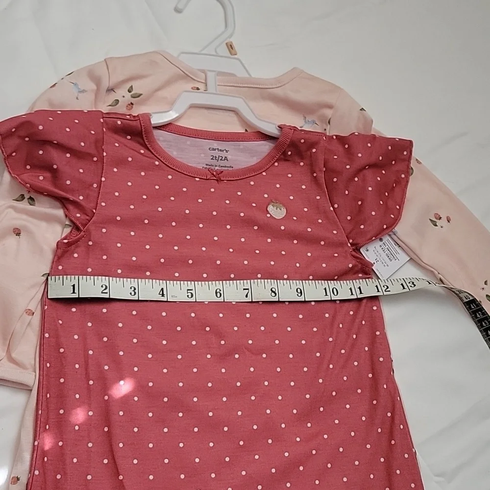 NEW Carter's Multicolor Nightgown Set 2 pieces. Sleepwear for girls. SIZE 2T. - Picture 10 of 13